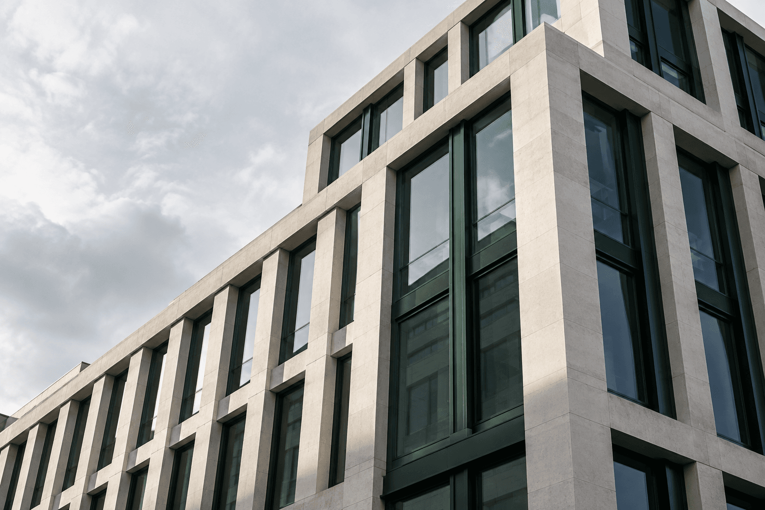 Stone and glass commercial building